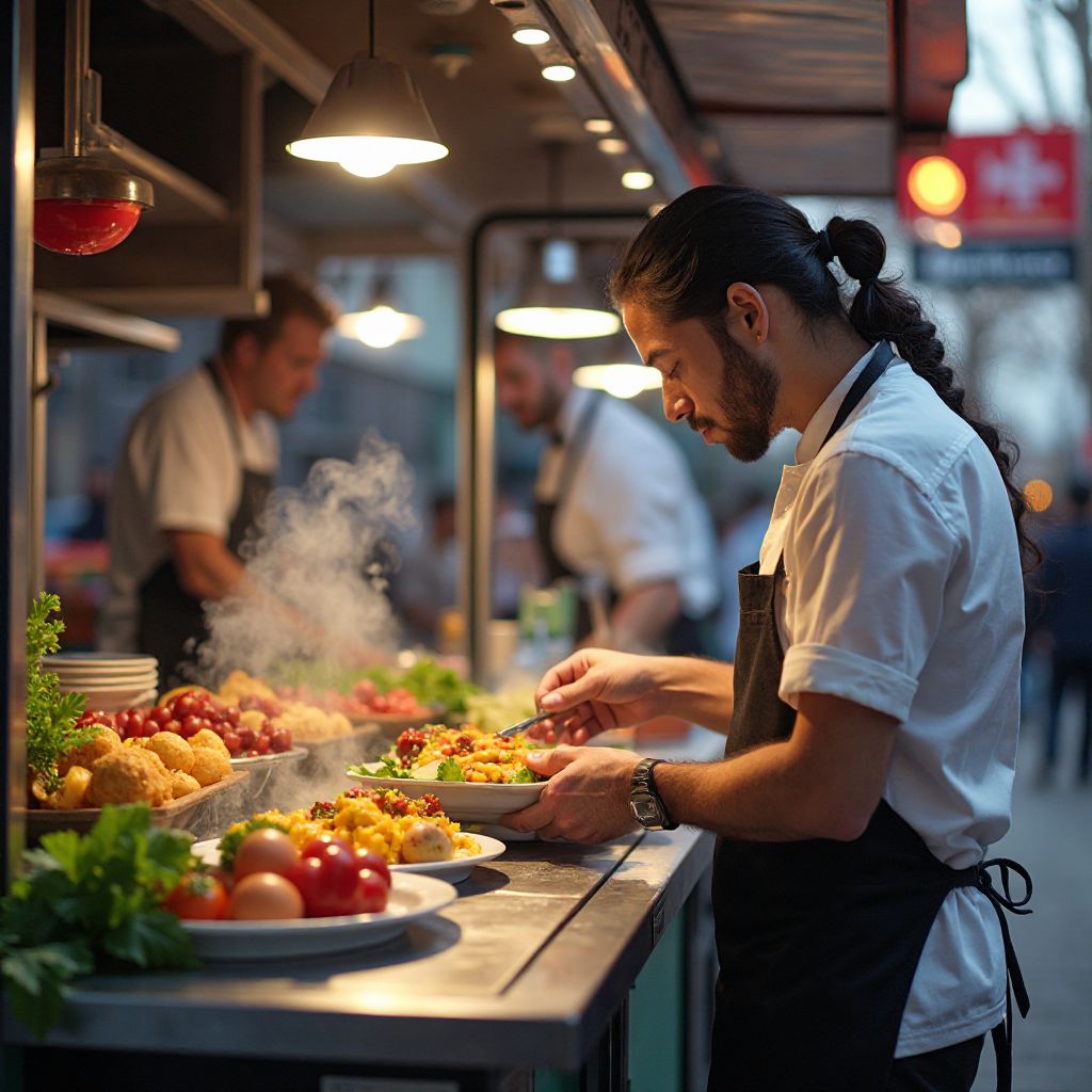 Chef preparing street food